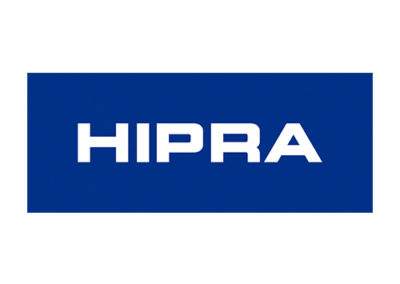 The logo for hipra on a white background.